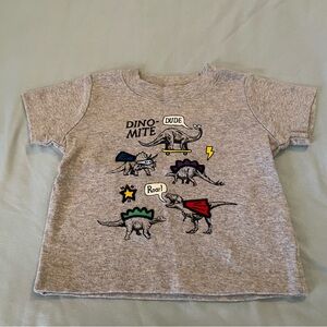Carter's Gray Short Sleeve Embroidered Dinosaur Tee with Colorful Accents